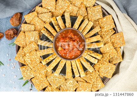 Bread sticks and crackers Bread sticks and crackers 131447860