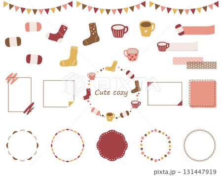 ホッとする冬のデコレーションイラストセット 131447919