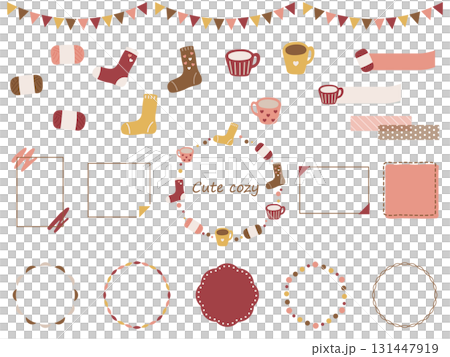 ホッとする冬のデコレーションイラストセット 131447919