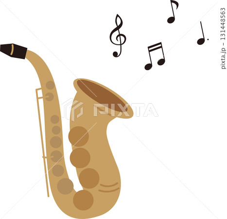 シンプルでかわいいサックスのイラスト素材 シンプルでかわいいサックスのイラスト素材 131448563