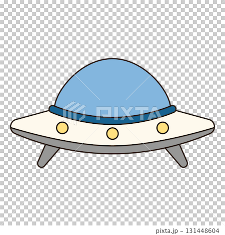 UFO cute icon symbol illustration outline decorative sticker flying saucer drawing graphic cartoon kawaii style clean alien space ship doodle 131448604