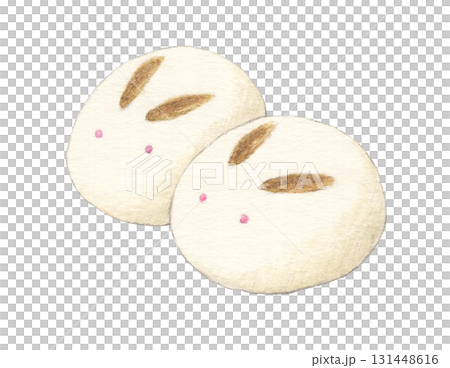 うさぎ饅頭 水彩色鉛筆イラスト うさぎ饅頭 水彩色鉛筆イラスト 131448616