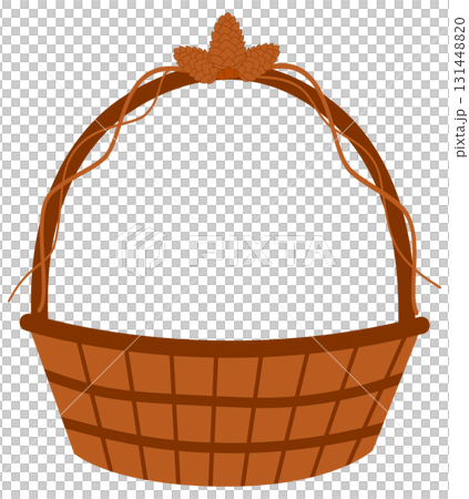 Empty Wicker Harvest Basket Clipart with Pine Cones Empty Wicker Harvest Basket Clipart with Pine Cones 131448820
