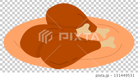 Cartoon Roasted Turkey or Chicken Leg on a Plate Cartoon Roasted Turkey or Chicken Leg on a Plate 131449531