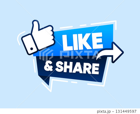 Like and Share banner. The thumbs up. Social media concept. Button Icon of Social Media. Vector illustration. 131449597