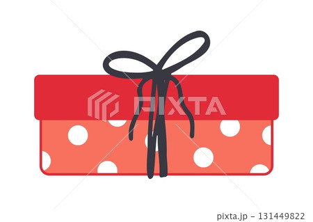 Christmas Red Gift Box with White Polka Dots Illustration 131449822