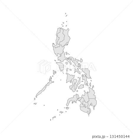 Philippines political map of administrative divisions - regions. Grey blank vector editable map EPS. 131450144