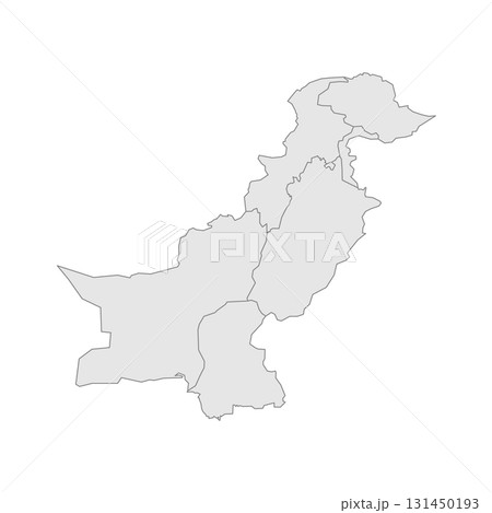 Pakistan political map of administrative divisions - provinces and autonomous territories. Grey blank vector editable map EPS. 131450193