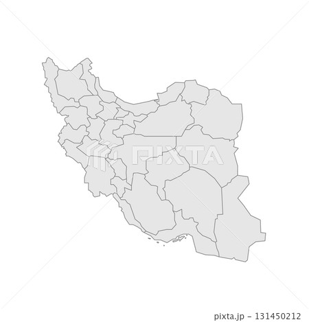Iran political map of administrative divisions - provinces. Grey blank vector editable map EPS. 131450212
