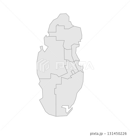 Qatar political map of administrative divisions - municipalities. Grey blank vector editable map EPS. Qatar political map of administrative divisions - municipalities. Grey blank vector editable map EPS. 131450226