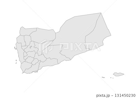 Yemen political map of administrative divisions - governorates and municipality of Sanaa. Grey blank vector editable map EPS. Yemen political map of administrative divisions - governorates and municipality of Sanaa. Grey blank vector editable map EPS. 131450230