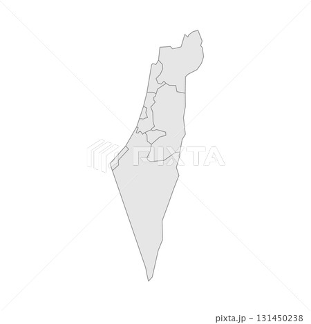 Israel political map of administrative divisions - districts, Gaza Strip and Judea and Samaria Area. Grey blank vector editable map EPS. Israel political map of administrative divisions - districts, Gaza Strip and Judea and Samaria Area. Grey blank vector editable map EPS. 131450238
