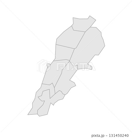 Lebanon political map of administrative divisions - governorates. Grey blank vector editable map EPS. 131450240