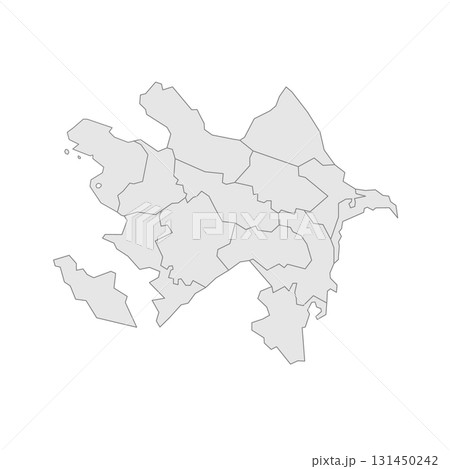 Azerbaijan political map of administrative divisions - districts, cities and autonomous republic of Nakhchivan. Grey blank vector editable map EPS. 131450242