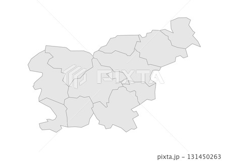 Slovenia political map of administrative divisions - statistical regions. Grey blank vector editable map EPS. 131450263