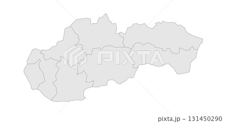 Slovakia political map of administrative divisions - regions. Grey blank vector editable map EPS. 131450290