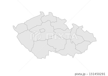 Czech Republic political map of administrative divisions - regions. Grey blank vector editable map EPS. 131450291