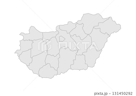 Hungary political map of administrative divisions - counties and autonomous city of Budapest. Grey blank vector editable map EPS. Hungary political map of administrative divisions - counties and autonomous city of Budapest. Grey blank vector editable map EPS. 131450292