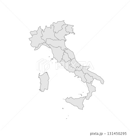 Italy political map of administrative divisions - regions. Grey blank vector editable map EPS. Italy political map of administrative divisions - regions. Grey blank vector editable map EPS. 131450295
