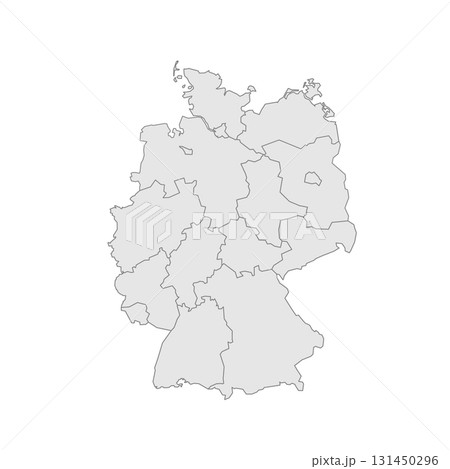 Germany political map of administrative divisions - federal states. Grey blank vector editable map EPS. Germany political map of administrative divisions - federal states. Grey blank vector editable map EPS. 131450296