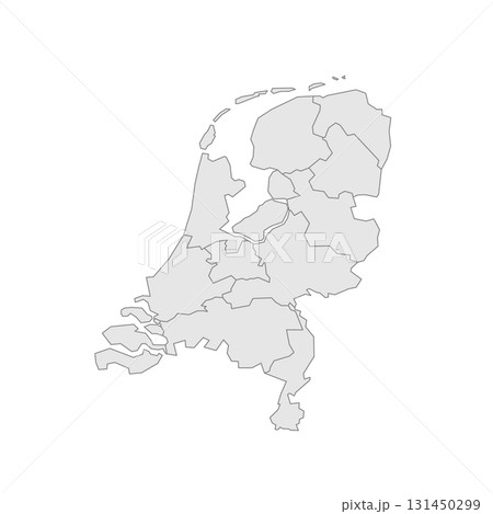 Netherlands political map of administrative divisions - provinces. Grey blank vector editable map EPS. Netherlands political map of administrative divisions - provinces. Grey blank vector editable map EPS. 131450299