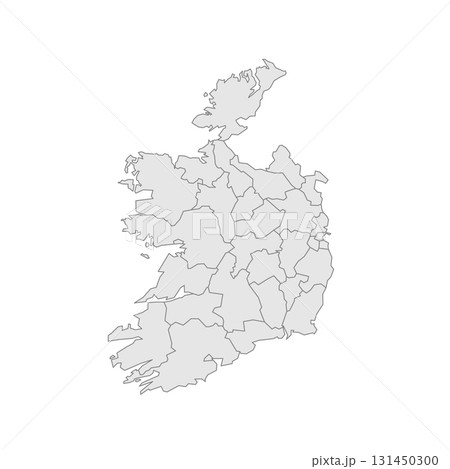Ireland political map of administrative divisions - counties and cities. Grey blank vector editable map EPS. 131450300