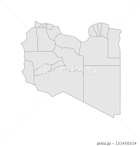 Libya political map of administrative divisions - districts. Grey blank vector editable map EPS. 131450314