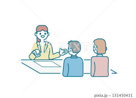女性教師と中高生の男の子と母親の三者面談 131450431