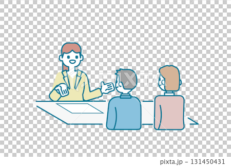 女性教師と中高生の男の子と母親の三者面談 131450431