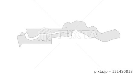 The Gambia political map of administrative divisions - regions and city of Banjul. Grey blank vector editable map EPS. 131450818