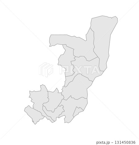 Republic of the Congo political map of administrative divisions - departments. Grey blank vector editable map EPS. Republic of the Congo political map of administrative divisions - departments. Grey blank vector editable map EPS. 131450836
