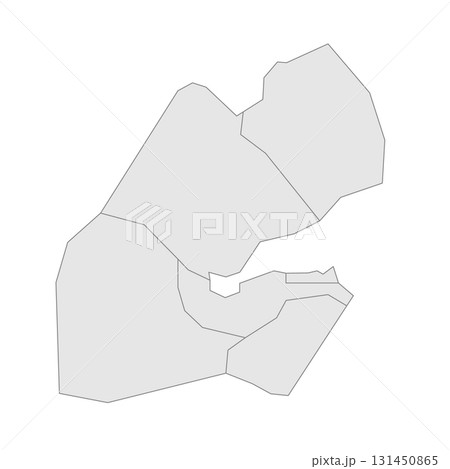 Djibouti political map of administrative divisions - regions. Grey blank vector editable map EPS. 131450865