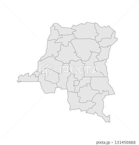 Democratic Republic of the Congo political map of administrative divisions - provinces. Grey blank vector editable map EPS. Democratic Republic of the Congo political map of administrative divisions - provinces. Grey blank vector editable map EPS. 131450868