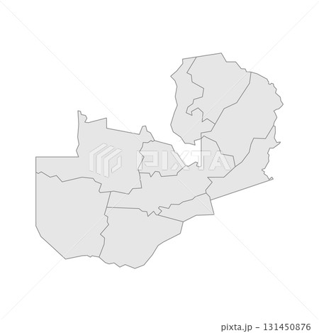 Zambia political map of administrative divisions - provinces. Grey blank vector editable map EPS. 131450876