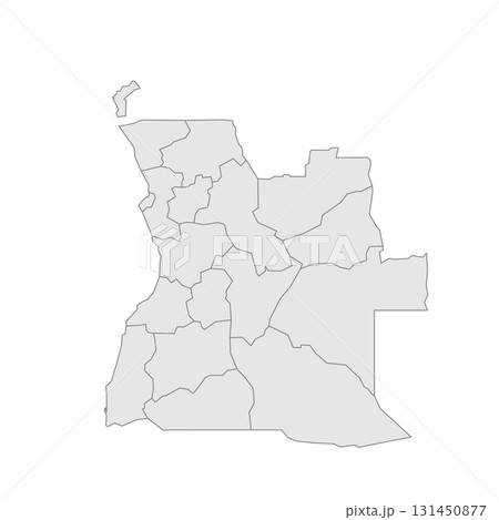 Angola political map of administrative divisions - provinces. Grey blank vector editable map EPS. 131450877