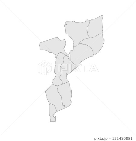 Mozambique political map of administrative divisions - provinces and capital city of Maputo. Grey blank vector editable map EPS. Mozambique political map of administrative divisions - provinces and capital city of Maputo. Grey blank vector editable map EPS. 131450881