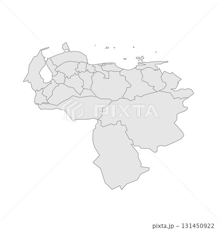 Venezuela political map of administrative divisions - states, capital district and federal dependencies. Grey blank vector editable map EPS. 131450922