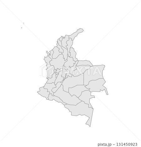 Colombia political map of administrative divisions - departments and capital district. Grey blank vector editable map EPS. 131450923