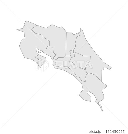 Costa Rica political map of administrative divisions - provinces. Grey blank vector editable map EPS. Costa Rica political map of administrative divisions - provinces. Grey blank vector editable map EPS. 131450925
