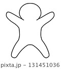 万歳するシンプルな棒人間のシルエットイラスト 131451036