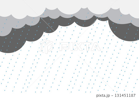 Dark Rain Clouds with Falling Rain Drops Illustration transparent background. abstract border decoration. background with copy space for weather concept. 131451187