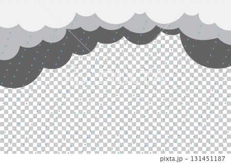 Dark Rain Clouds with Falling Rain Drops Illustration transparent background. abstract border decoration. background with copy space for weather concept. 131451187
