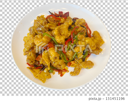 Crispy spicy Korean style fried chicken with peppers and garlic Crispy spicy Korean style fried chicken with peppers and garlic 131451196