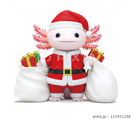 メリークリスマス サンタの格好をした可愛いウーパールーパー メリークリスマス サンタの格好をした可愛いウーパールーパー 131451298