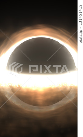 Dark cosmic abstract sphere resembling a black hole with glowing bright edge 131451415