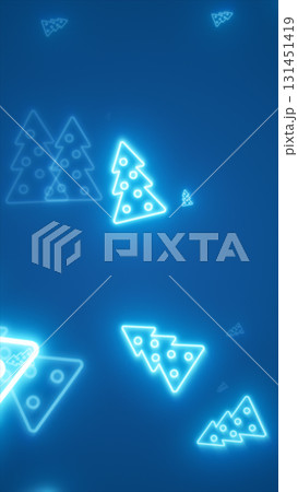 Abstract glowing blue neon Christmas tree shapes on a dark background, festive futuristic holiday design Abstract glowing blue neon Christmas tree shapes on a dark background, festive futuristic holiday design 131451419