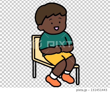 Black boy sitting on a chair 131451443