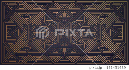 Elegant abstract vector background with geometric Art Deco lines, golden ornaments, vintage arabesque pattern, royal luxury style. Premium card, wedding invitation, party template, packaging, Gatsby 131451489