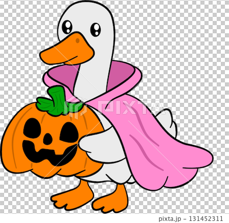 Pink Vampire Goose and Halloween Pumpkin 131452311