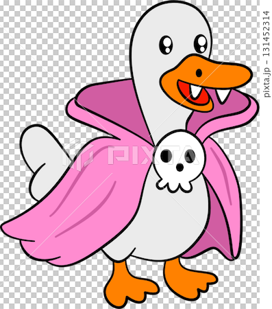 The pink goose vampire has sharp fangs. 131452314